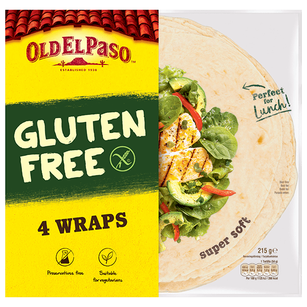 en pakke Old El Paso 4 glutenfrie wraps, 216g