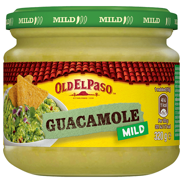 en glasskrukke med Old El Paso mild guacamole dip, 320g
