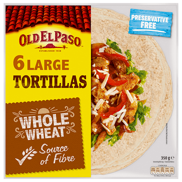 en pakke Old El Paso 6 store fullhvetetortillaer, 350 g
