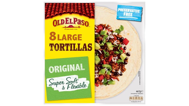 en pakke med Old El Paso 8 store originale tortillas, 467g