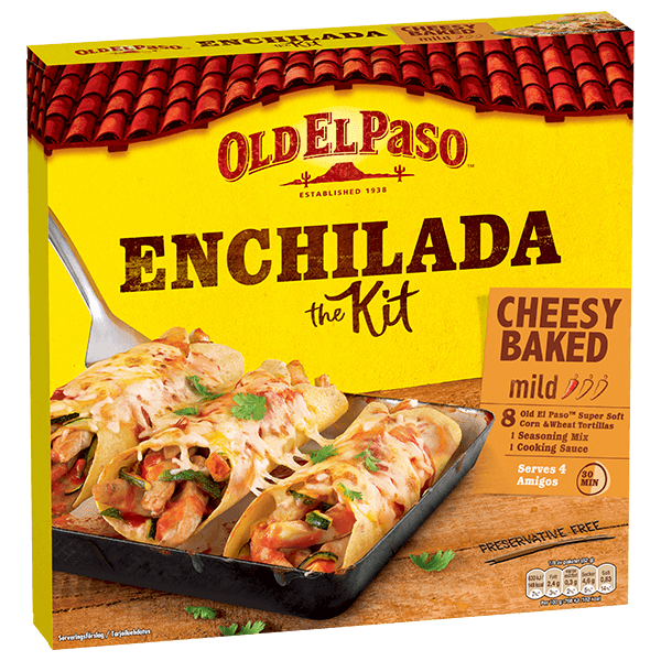 en pakke Old El Paso ostebakt enchilada middagssett, 657g