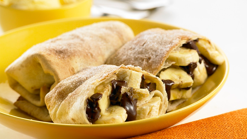 Ovnsbakte banan- og sjokoladechimichangas